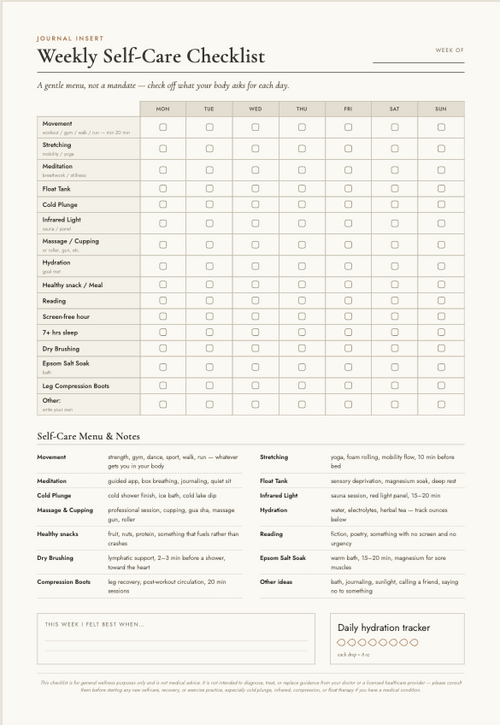 Bundle Package: Self-Care Checklist for Athletes & General Wellness